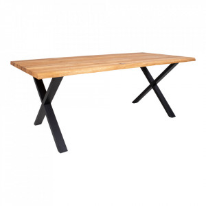Masa dining maro/neagra din lemn 95x200 cm Toulon Wavy House Nordic