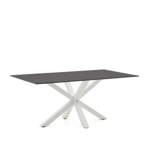 Masa dining neagra/alba din metal 180x200 cm Argo Kave Home