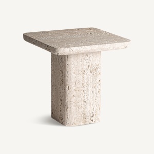 Masa laterala bej din piatra 45x45 cm Theuville Vical Home