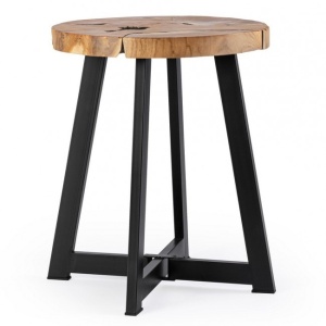 Masa laterala maro/neagra din lemn 40 cm Elwood Bizzotto