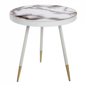 Masuta alba/gri din fier si PVC 60 cm Loura Small The Home Collection
