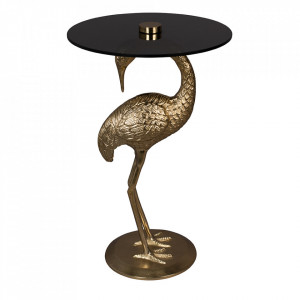 Masuta aurie din aluminiu si sticla 40 cm Crane Dutchbone