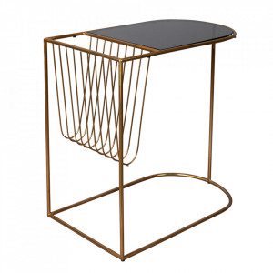 Masuta cu suport pentru reviste din sticla si fier 32x51 cm Eileen Dutchbone