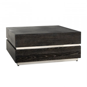 Masuta de cafea neagra/argintie din lemn si inox 90x90 cm Blackbone Richmond Interiors