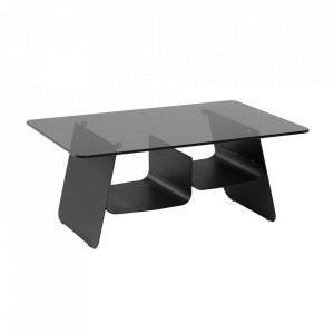 Masuta de cafea neagra din sticla si metal 64x94 cm Oseye Kave Home