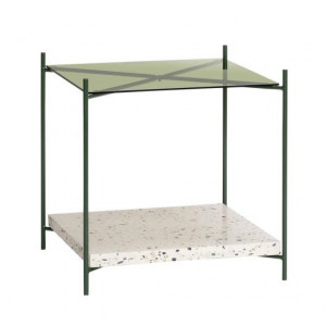 Masuta verde/alba din sticla si metal 42x42 cm Ramon Hubsch