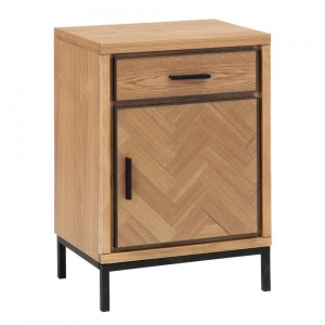 Noptiera maro din lemn Herringbone The Home Collection