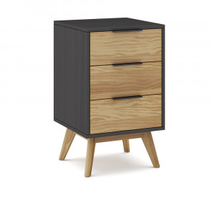 Noptiera neagra/maro din lemn Levis Three The Home Collection