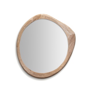 Oglinda asimetrica maro din lemn 120x134 cm Humble Vical Home