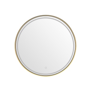 Oglinda cu LED rotunda aurie din metal 80 cm Lustro Zuma Line