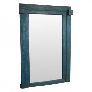 Oglinda dreptunghiulara albastra din lemn si sticla 138x210 cm Wilhos Raw Materials