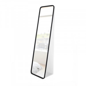 Oglinda dreptunghiulara neagra din fibre sintetice 37x157 cm Hub Leaning Umbra