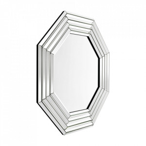 Oglinda octagonala argintie din MDF si sticla 107x107 cm Parade Eichholtz
