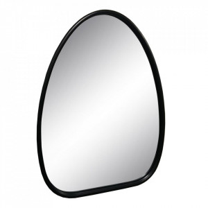 Oglinda ovala neagra din fier si MDF 52x68 cm Tear Ixia