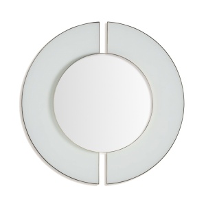 Oglinda rotunda alba din metal 100 cm Bahiale Vical Home