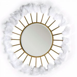 Oglinda rotunda aurie/alba din metal 103 cm Angelita Thai Natura
