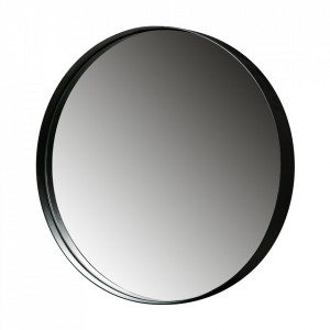 Oglinda rotunda neagra din metal 80 cm Doutzen Woood