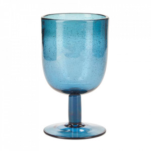 Pahar de vin albastru din sticla 8x14 cm Alec Bahne
