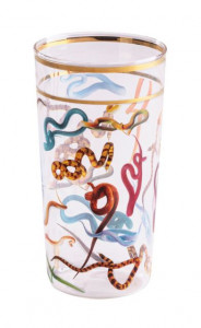 Pahar multicolor din sticla 7x13 cm Snakes Toiletpaper Seletti