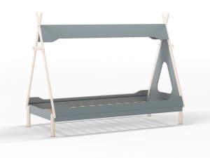 Pat alb/verde petrol din lemn 90x190 cm Tipi The Home Collection