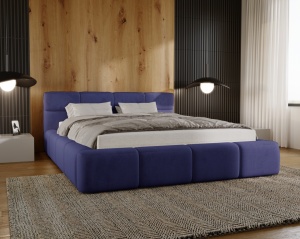 Pat albastru navy din catifea 160x200 cm Orso FURPOL