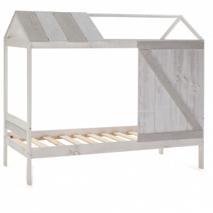 Pat cu baldachin alb din lemn 90x190 cm Nanuc The Home Collection