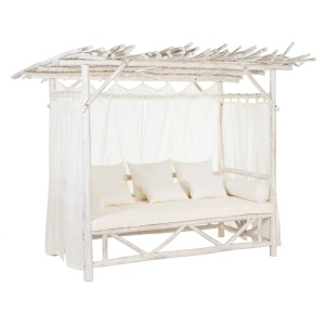 Pat de zi alb cu baldachin din lemn 200 cm Jaala The Home Collection
