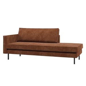 Pat de zi maro ruginiu din textil 203 cm Rodeo Rib Left Woood