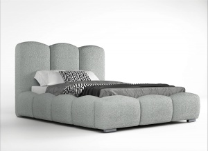 Pat gri deschis din textil 160x200 cm Honor FURPOL