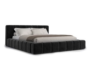 Pat negru din catifea 140x200 cm Berg FURPOL