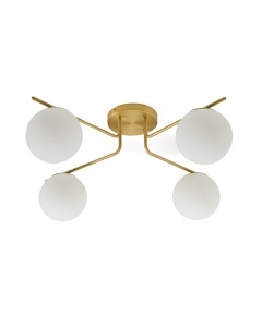Plafoniera alba/aurie din metal cu 4 becuri Brisia Kave Home