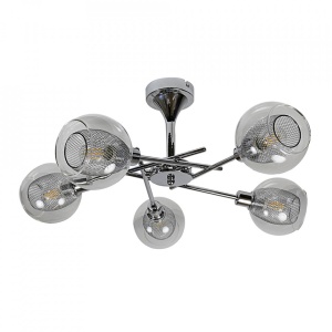 Plafoniera argintie/transparenta din metal cu 5 becuri Ozzo Candellux