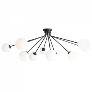 Plafoniera neagra/alba din sticla cu 10 becuri Holm Quiet Object