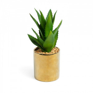 Planta artificiala cu ghiveci ceramic auriu 10.8 cm Agave Kave Home