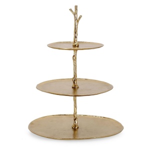 Platou decorativ cu 3 niveluri auriu din metal 45 cm Indhur Bizzotto