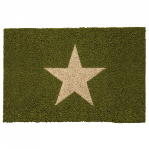 Pres dreptunghiular verde din fibre de cocos pentru intrare 40x60 cm Star Lako