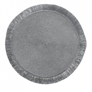 Protectie masa rotunda gri argintie din polipropilena si poliester 38 cm Frange The Home Collection