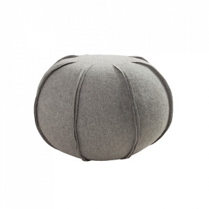 Puf rotund gri din lana si poliester 50 cm Yarin The Home Collection