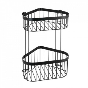 Raft pentru baie negru din metal 24 cm Classic Plus Corner Wenko