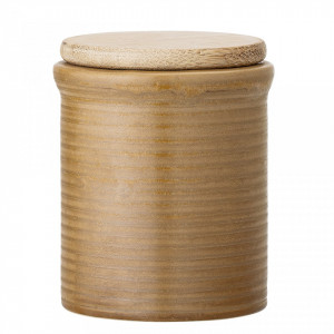 Recipient cu capac maro din ceramica si bambus 150 ml Oly Bloomingville