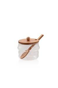 Recipient cu capac maro/transparent din sticla 250 ml CAM0310 The Home Collection
