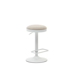 Scaun bar ajustabil crem/alb din textil Zaib Kave Home