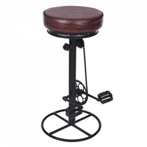 Scaun bar ajustabil maro/negru din piele Cycle Bizzotto