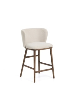 Scaun bar bej/maro inchis din textil Ciselia Low Chenille Kave Home