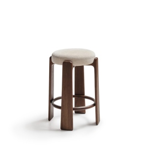 Scaun bar bej/maro inchis din textil Granite Tall Kave Home