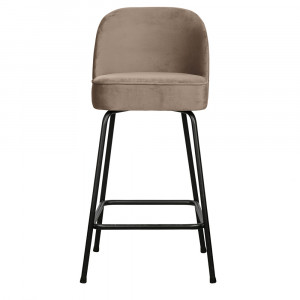 Scaun bar kaki din catifea Vogue Low Woood