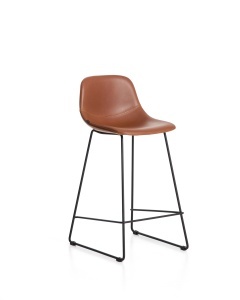 Scaun bar maro din piele ecologica Zahara High 98 Kave Home