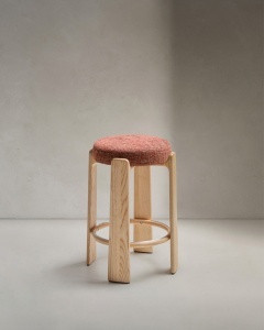 Scaun bar maro teracota/maro deschis din textil Granite Tall Kave Home