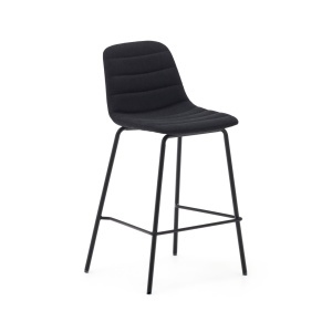 Scaun bar negru din textil Zunilda Kave Home