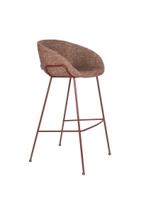 Scaun bar rosu din textil Feston Zuiver